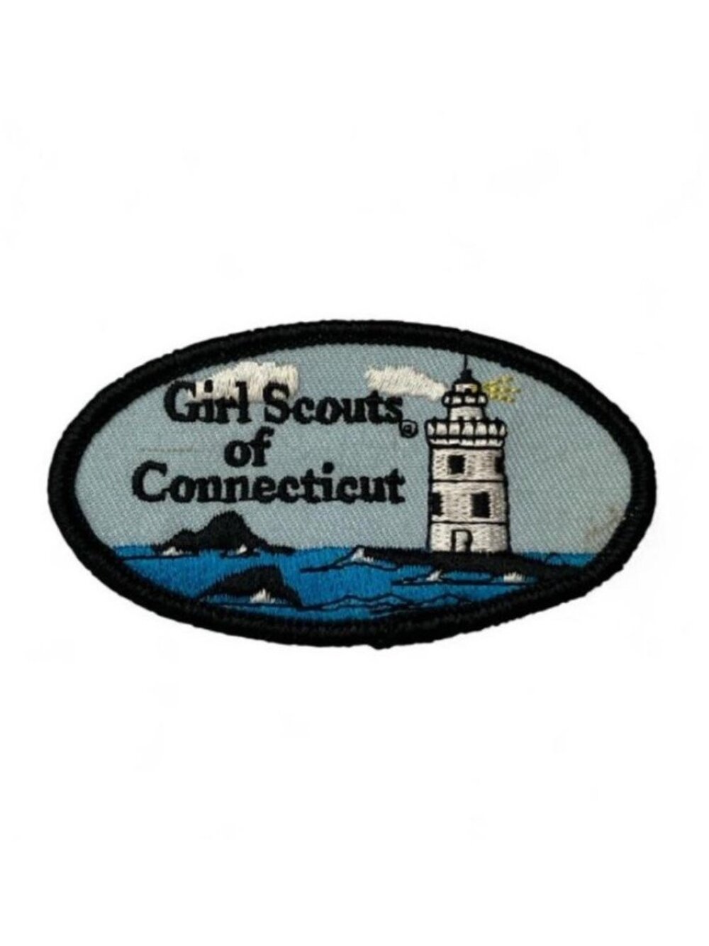 Vintage Girl Scouts of Connecticut Embroidered Patch Oval Lighthouse Design